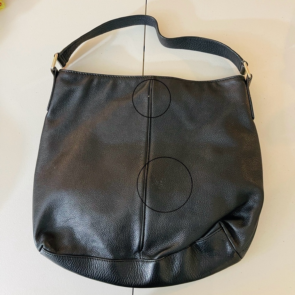 Michael Michael Kors Hobo Satchel Leather Shoulder Bag Black - Picture 2 of 12